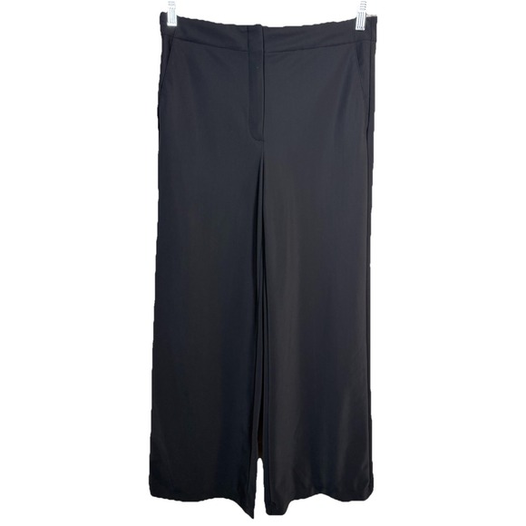THEORY Precision Ponte Wide Leg Pants Black Size 8 Minimalist Workwear Office - Picture 2 of 11
